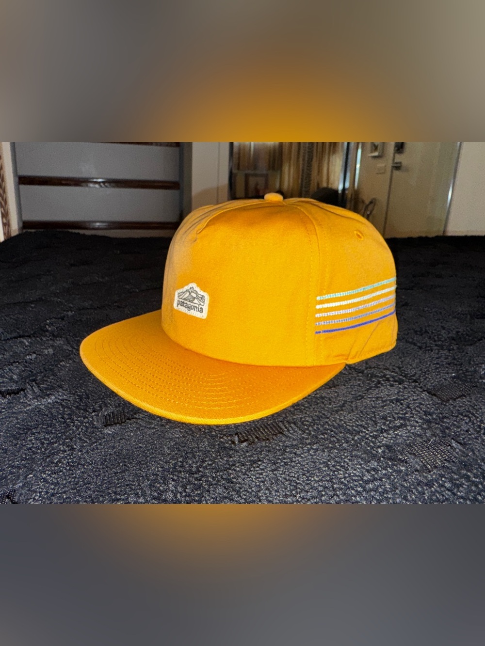 Patagonia 🌊 Gold Hat Funfarer Line Logo Ridge Stripe 🌄 Sold Out & Rare